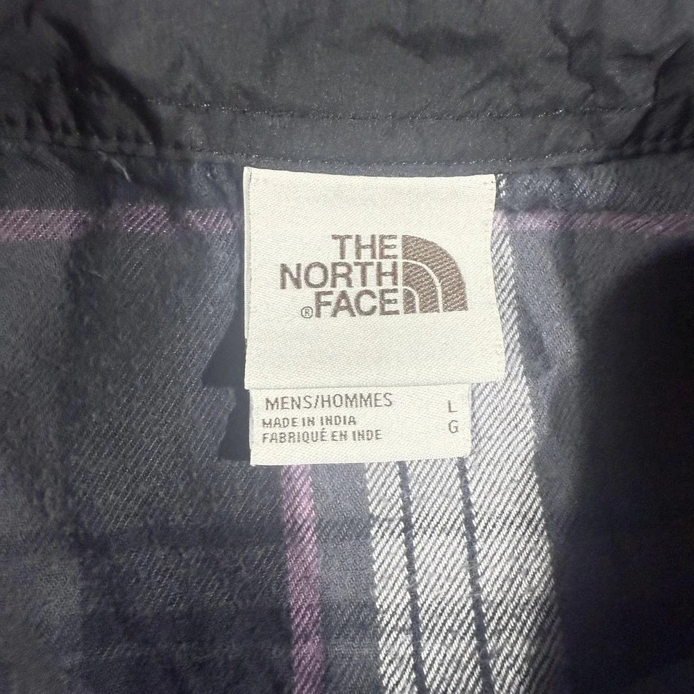 The North Face Shirt Mens Large Black Plaid Long Sleeve Flannel Button Up Casual